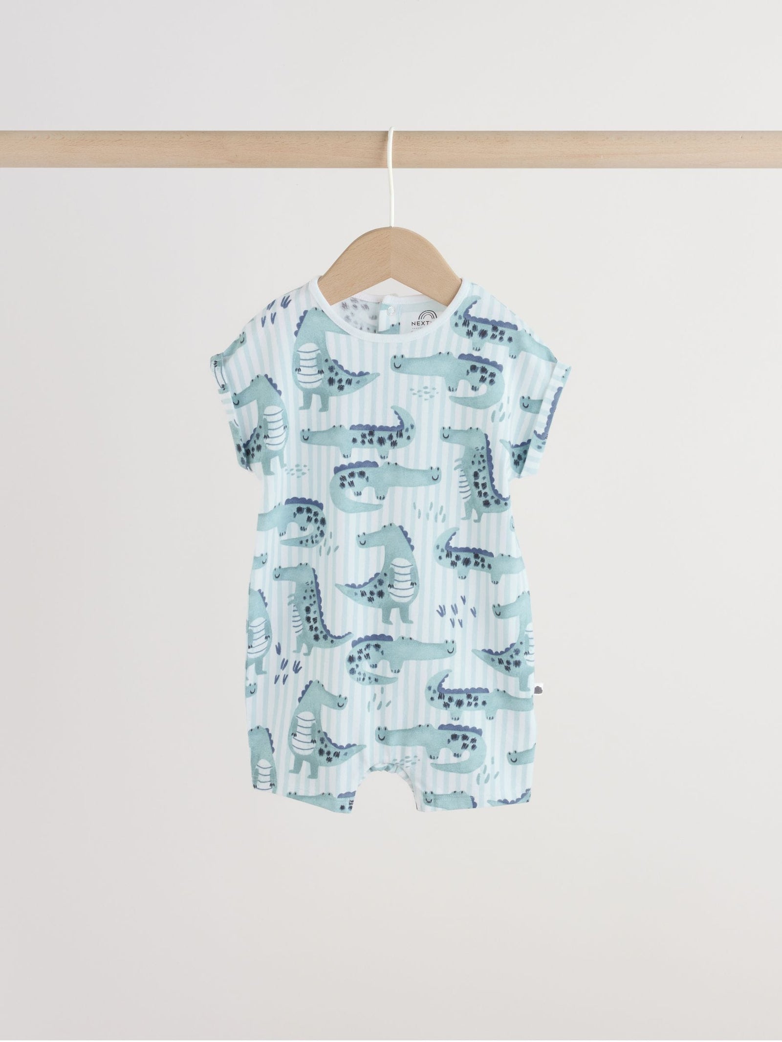 Blue Watercolour Animal Printed Popper Baby Jersey Rompers 3 Pack