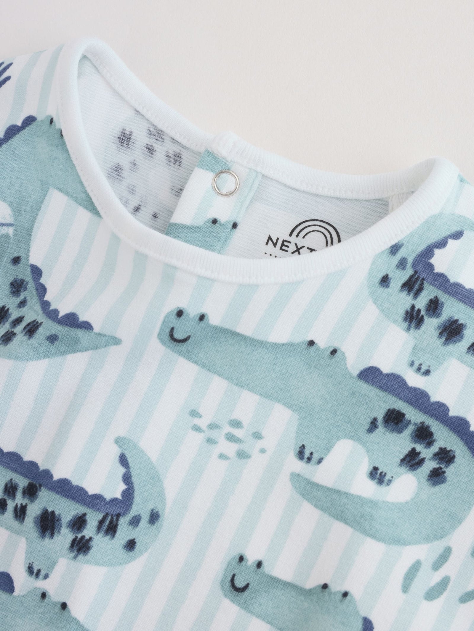 Blue Watercolour Animal Printed Popper Baby Jersey Rompers 3 Pack