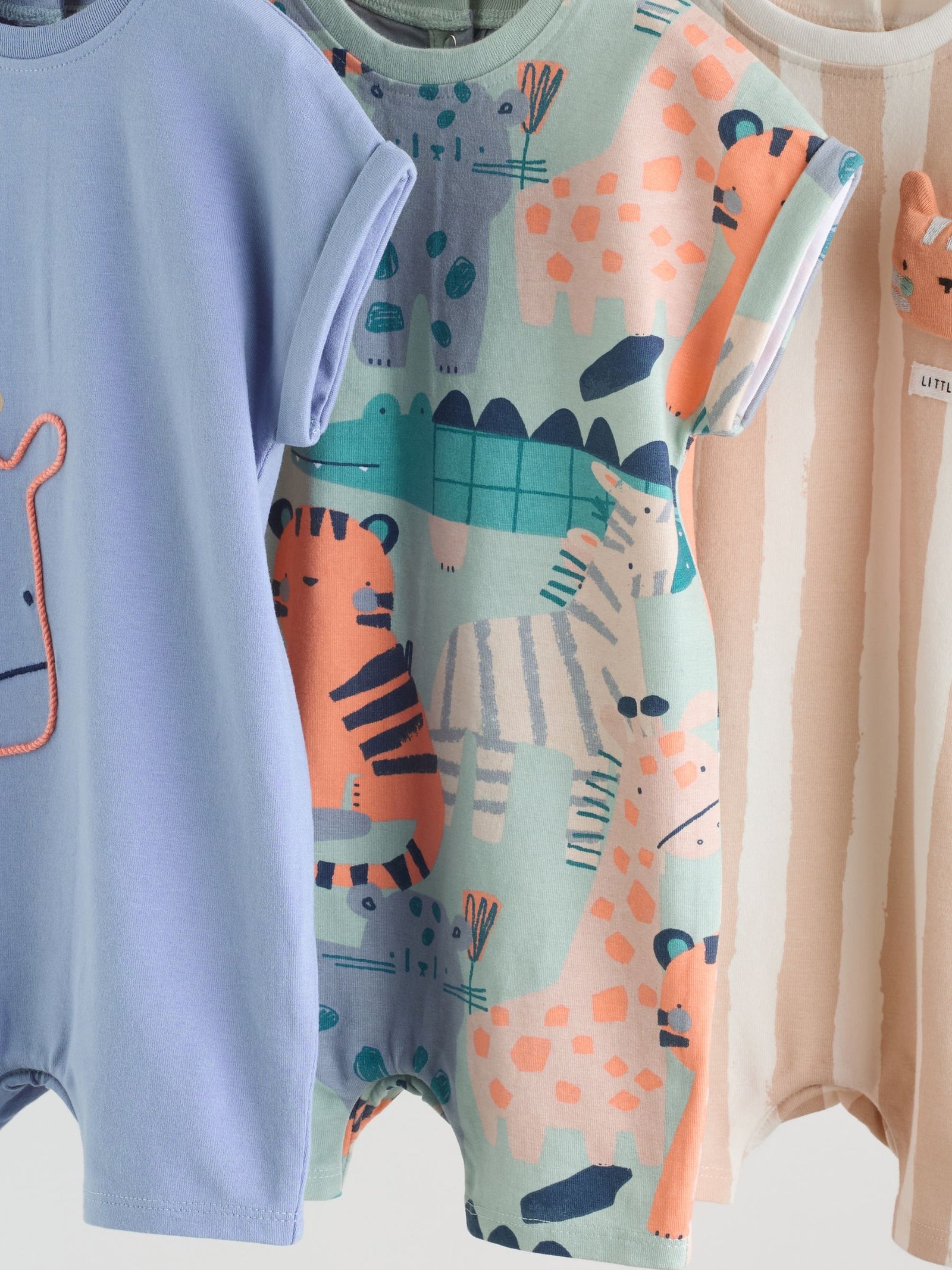 Blue Safari Jersey Baby Rompers 3 Pack