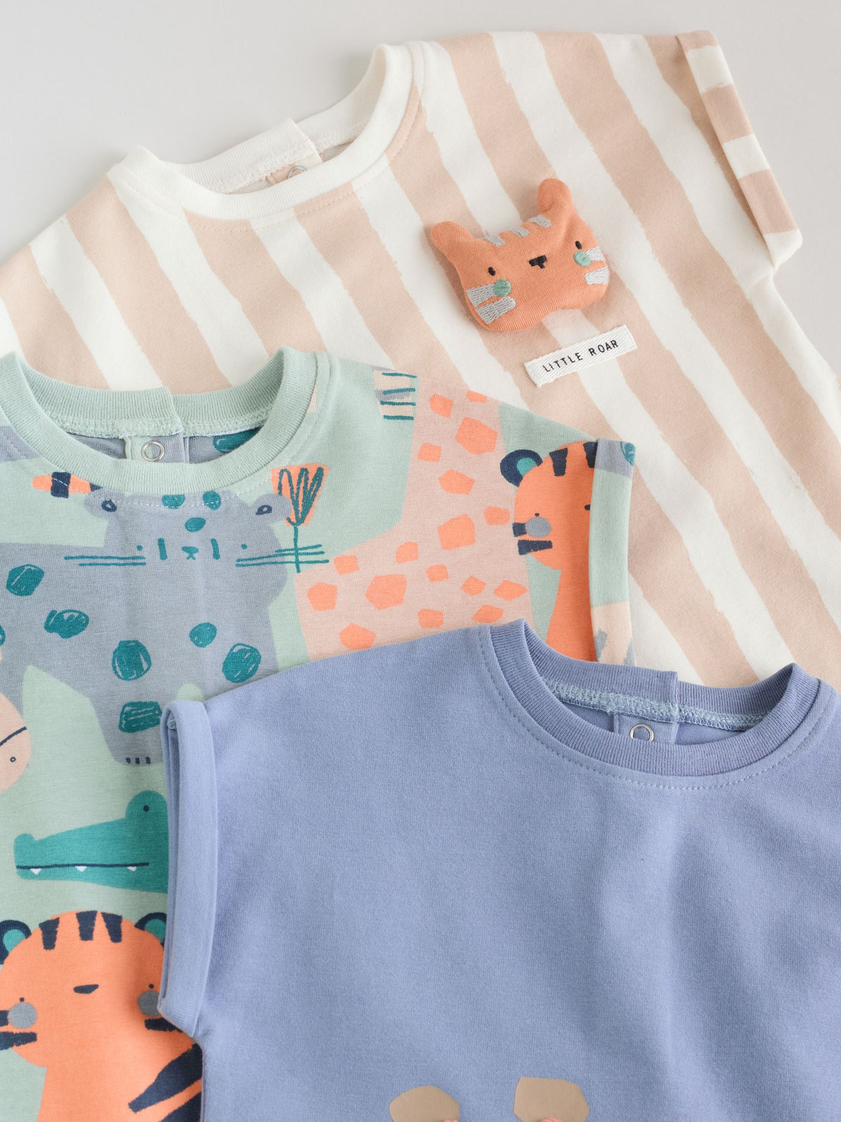 Blue Safari Jersey Baby Rompers 3 Pack