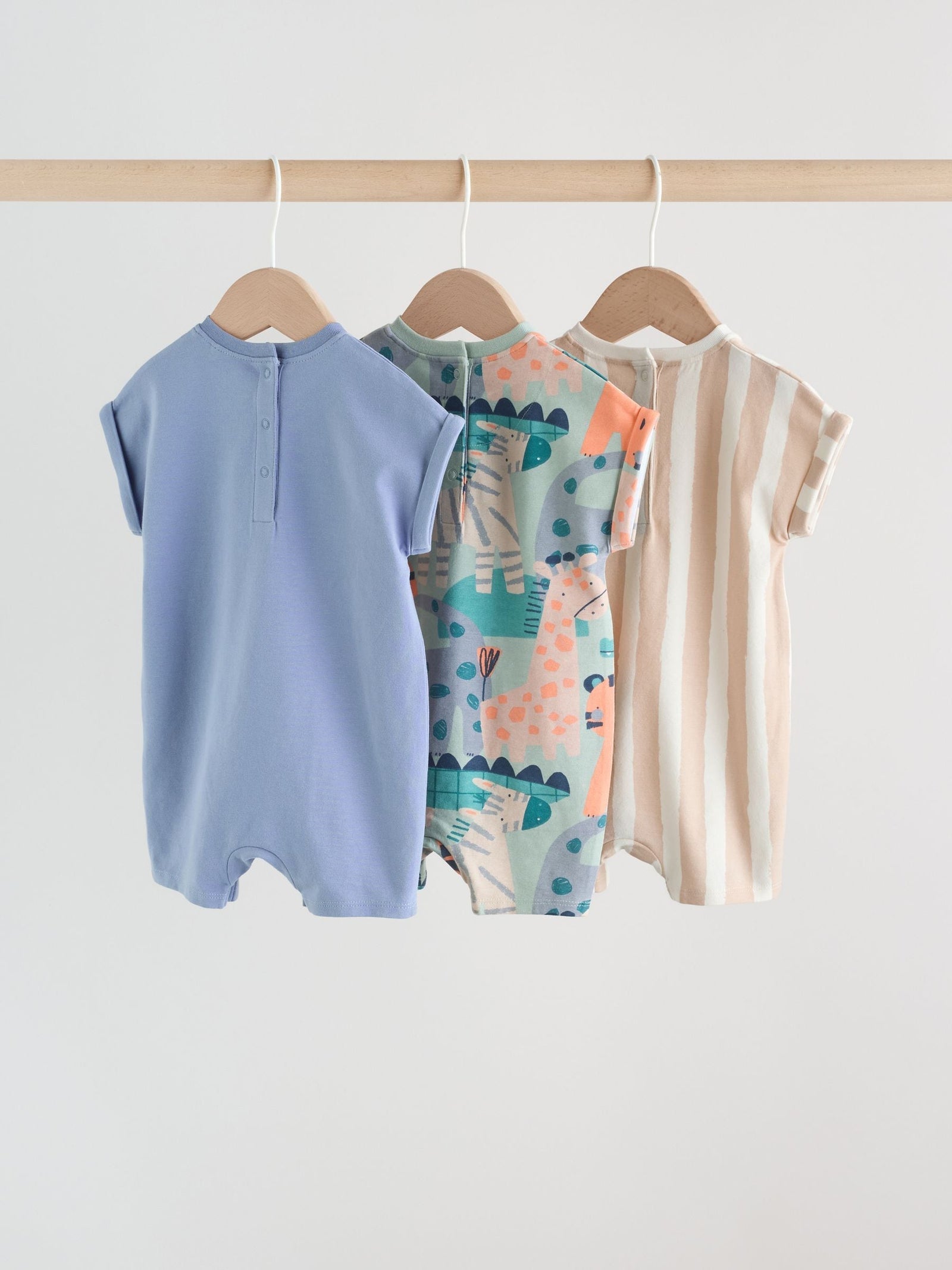 Blue Safari Jersey Baby Rompers 3 Pack