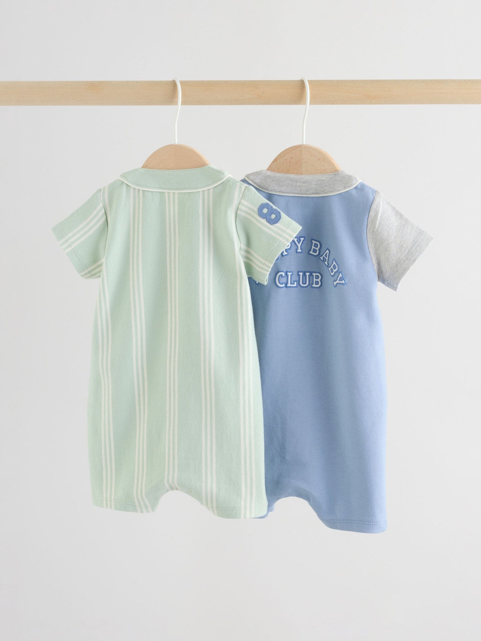 Blue Baby Jersey Rompers 2 Pack