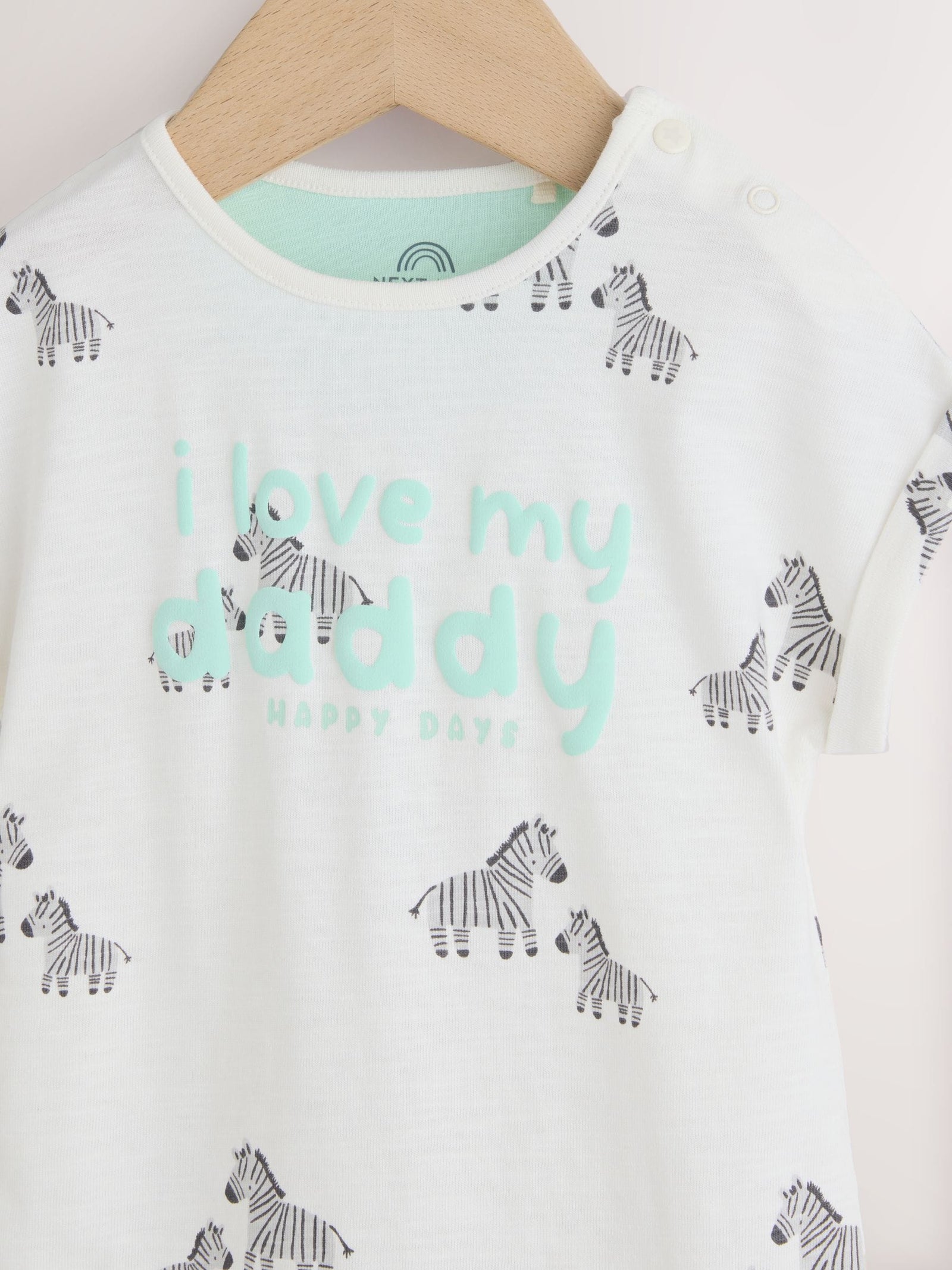 White All Over Printed I Love My Daddy Baby Jersey Romper