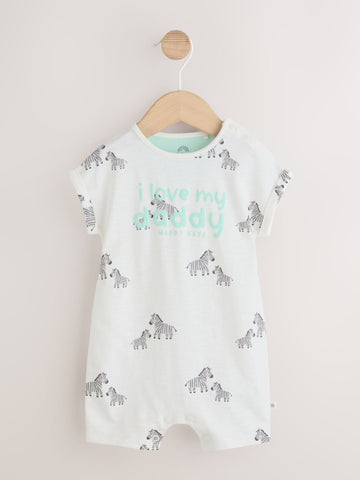 White All Over Printed I Love My Daddy Baby Jersey Romper