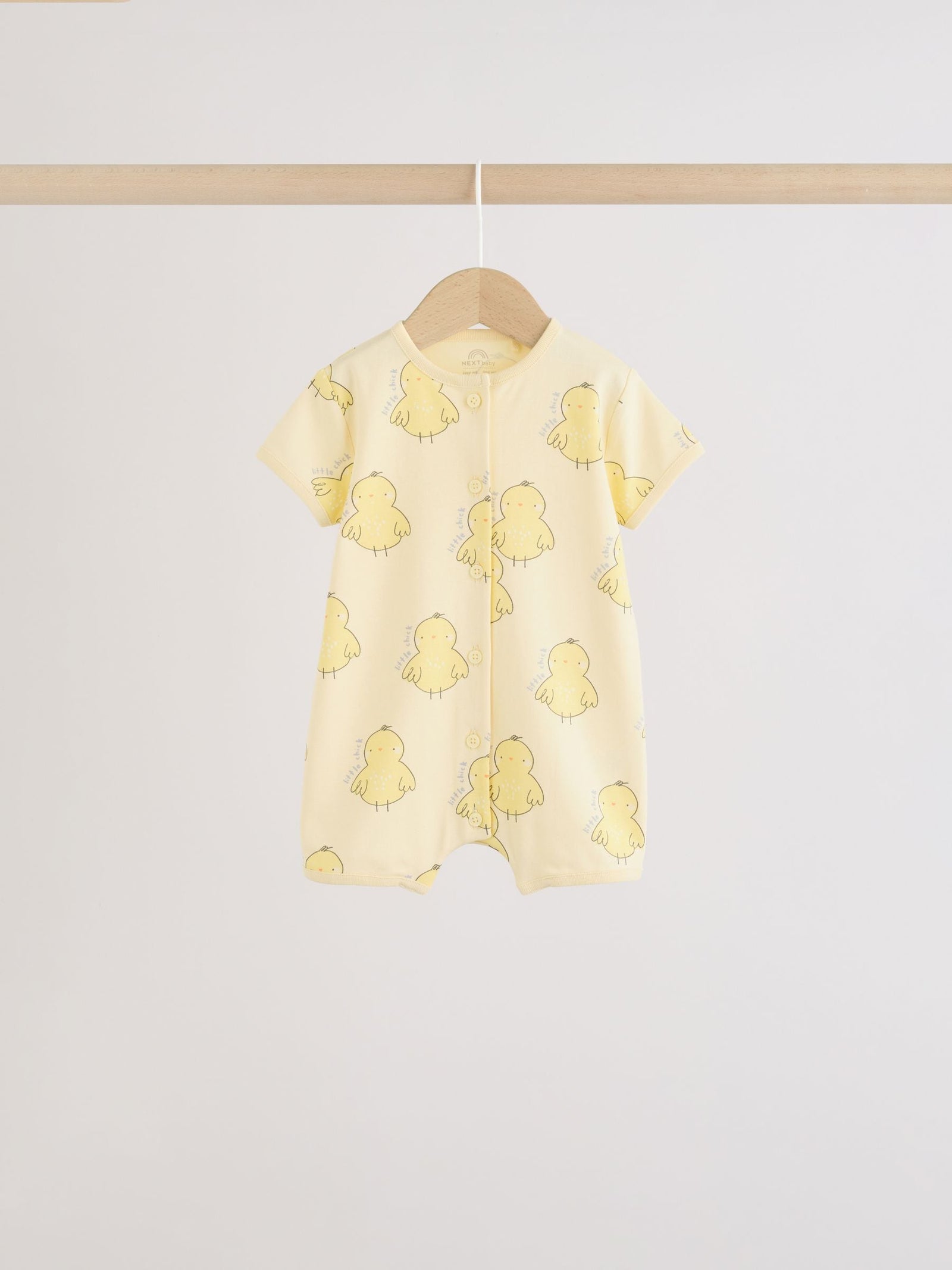Yellow Spring/Character Button Through Baby Jersey Rompers 3 Pack