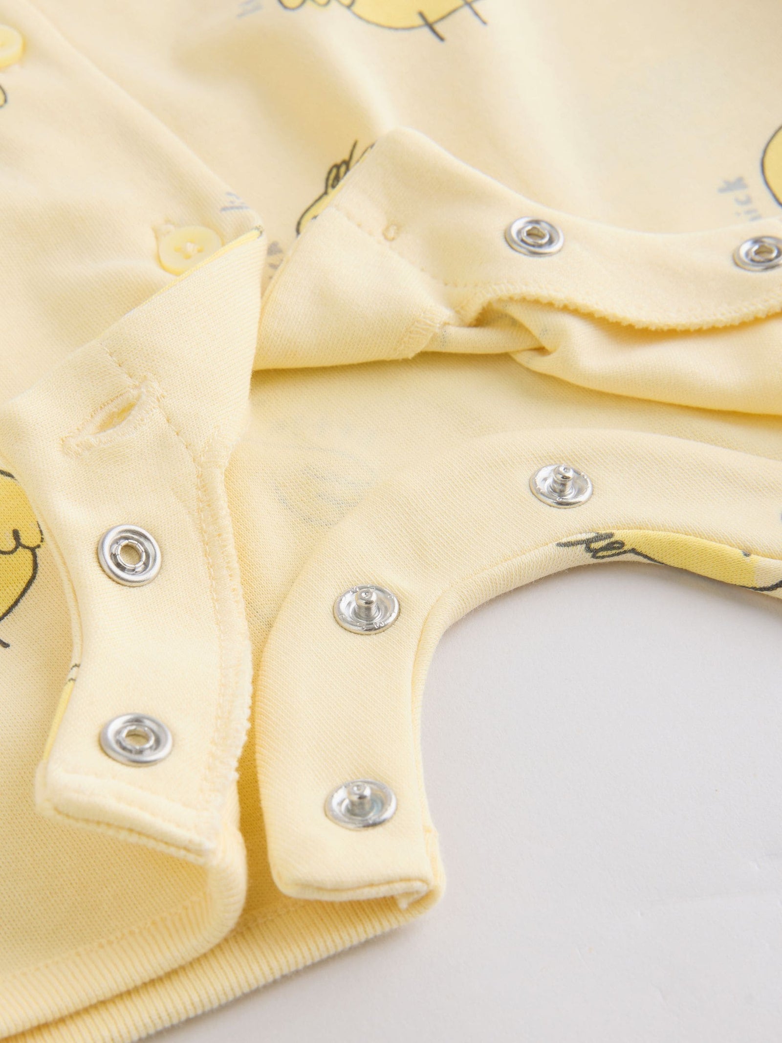 Yellow Spring/Character Button Through Baby Jersey Rompers 3 Pack