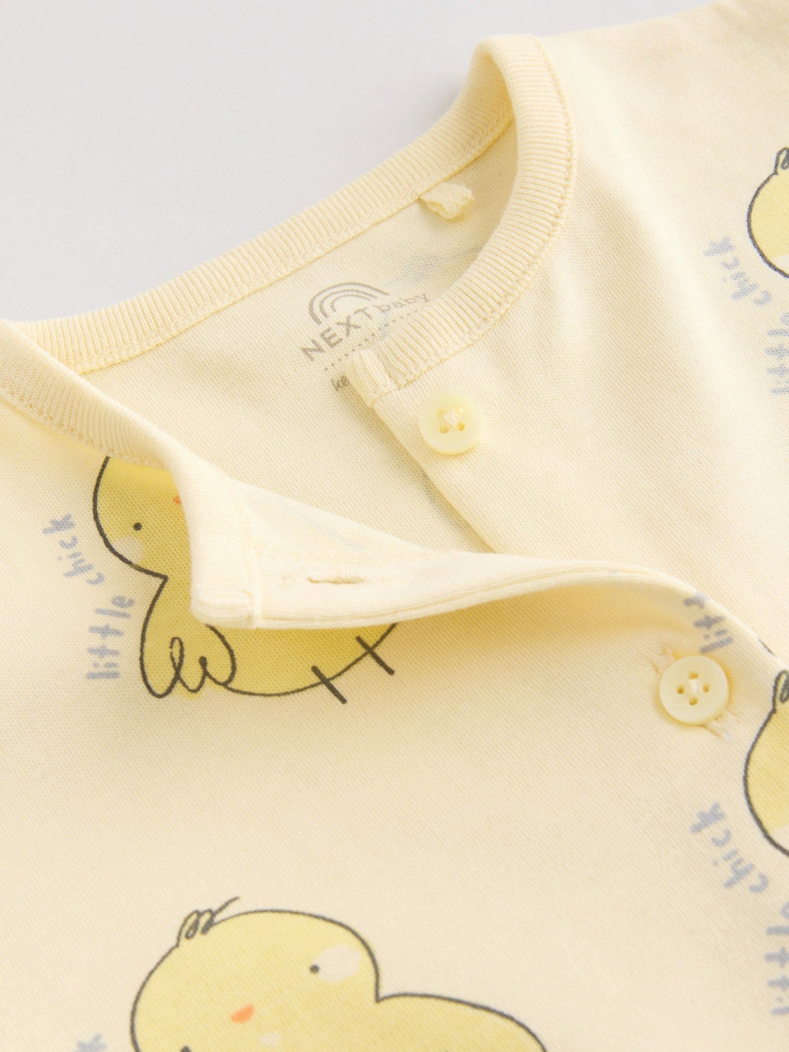 Yellow Spring/Character Button Through Baby Jersey Rompers 3 Pack