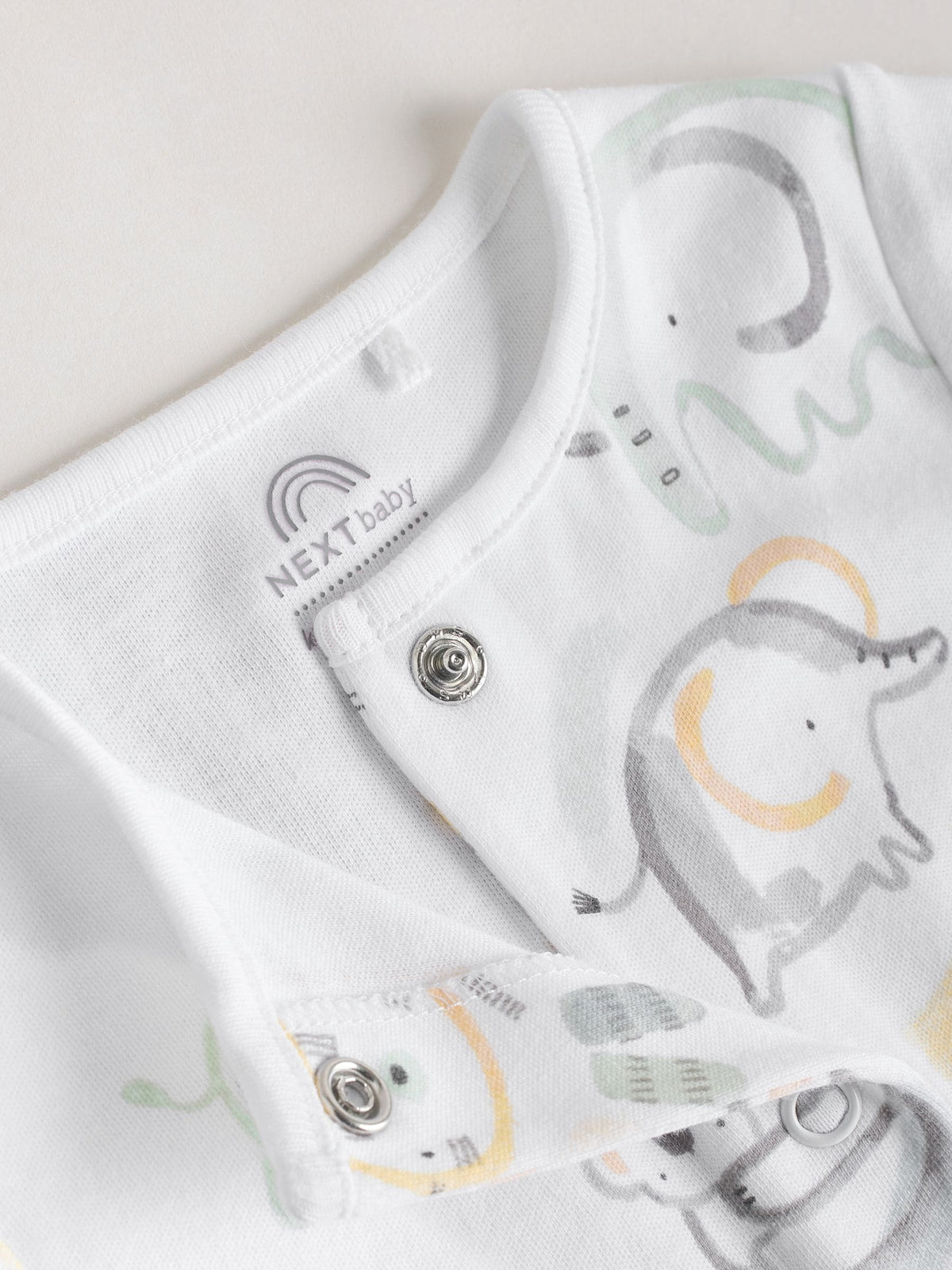 White Safari Animal Embroidered Jersey Baby Rompers 3 Pack