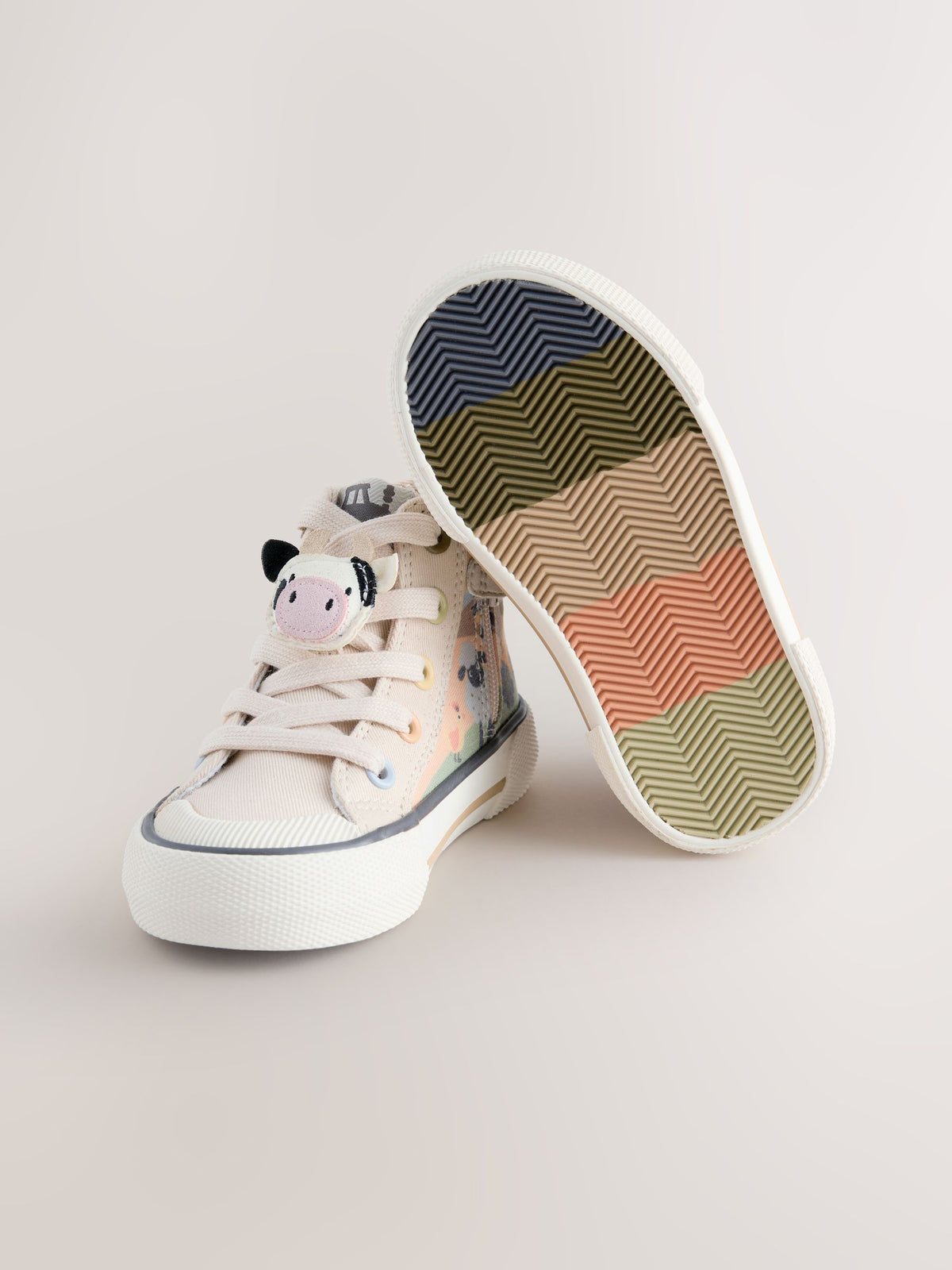 Neutral Farm Standard Fit (F) Zip Fastening Hi Top Trainers