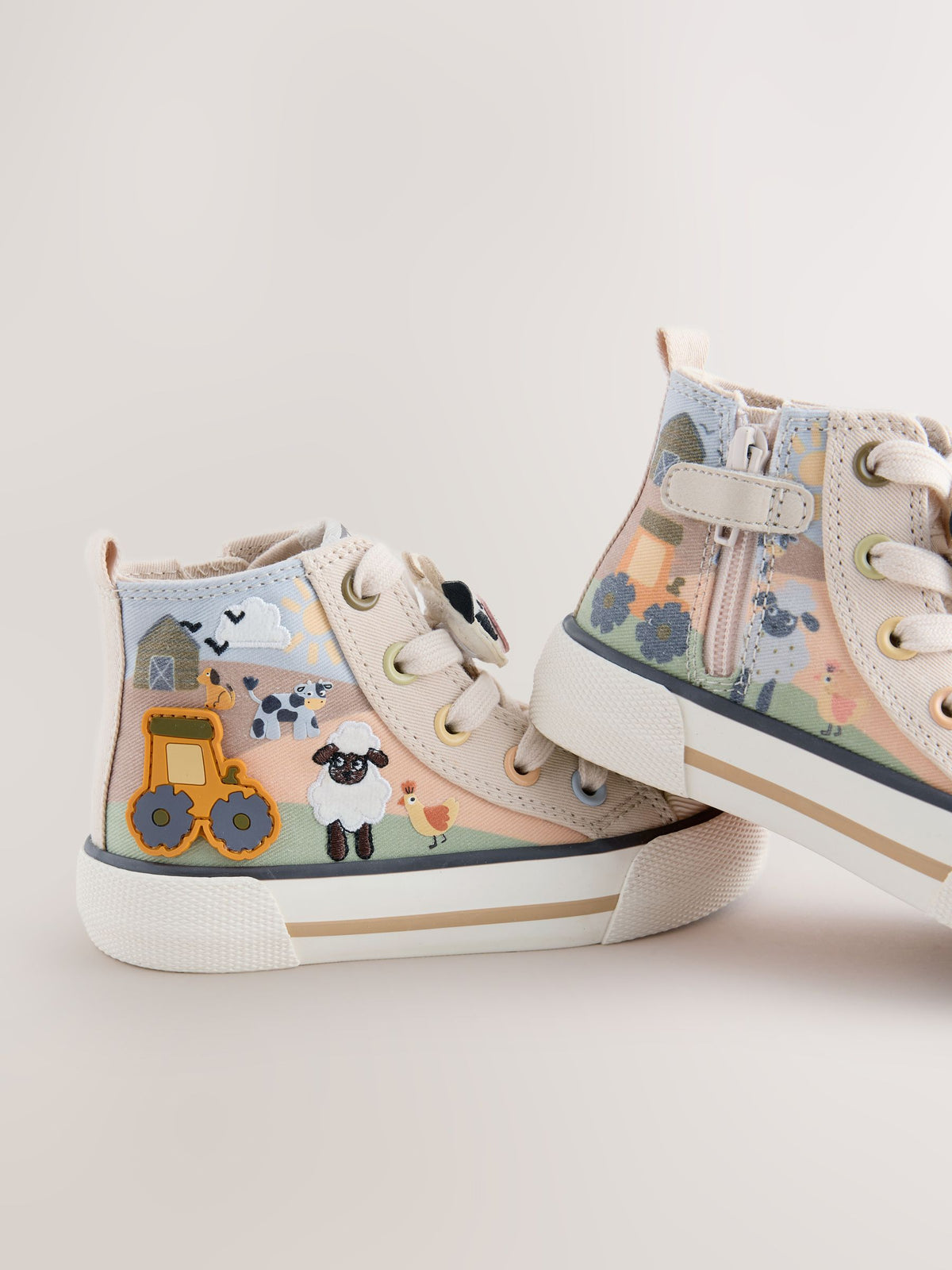Neutral Farm Standard Fit (F) Zip Fastening Hi Top Trainers