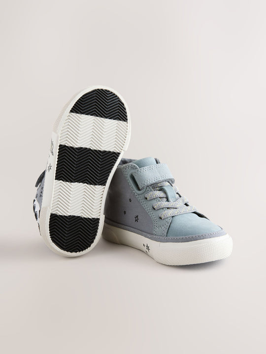 Grey Rocket Touch Fastening Elastic Lace Hi Top Trainers