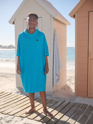 Blue Towelling Poncho (3-16yrs)