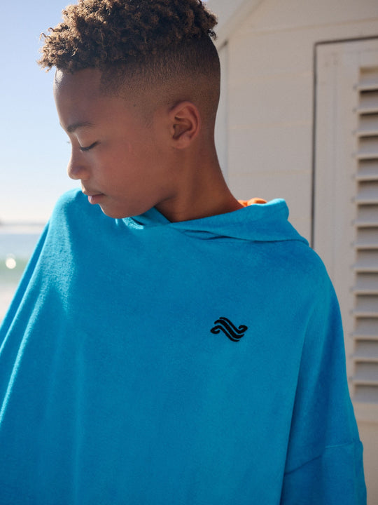 Blue Towelling Poncho (3-16yrs)