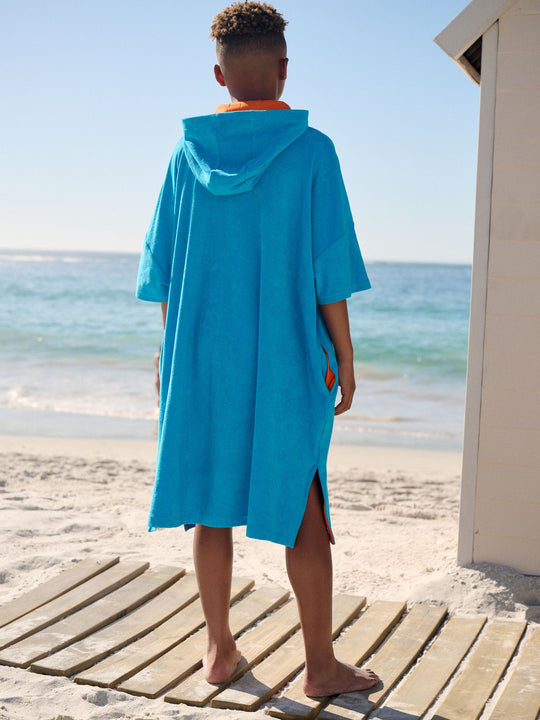 Blue Towelling Poncho (3-16yrs)
