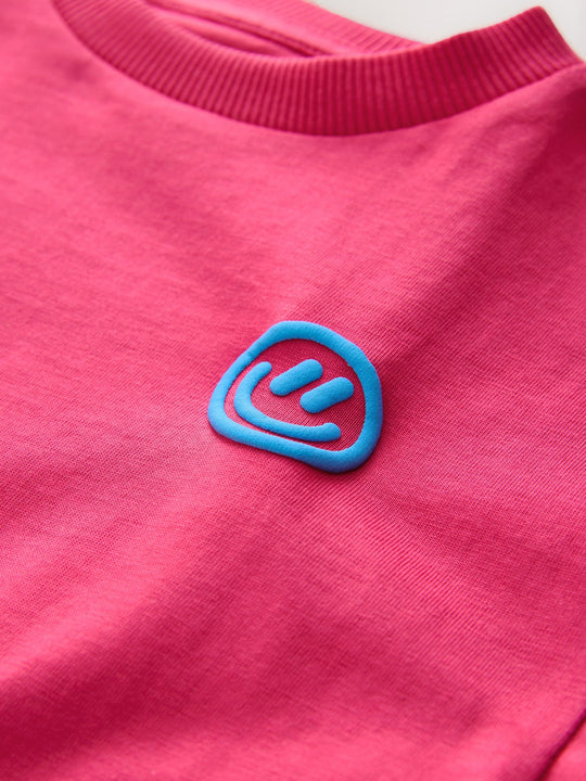Pink Smile Short Sleeve Small Graphic T-Shirt (3mths-7yrs)