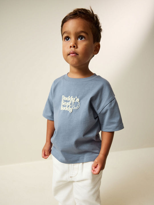 Blue Daddy's Best Buddy Short Sleeve Small Graphic T-Shirt (3mths-8yrs)
