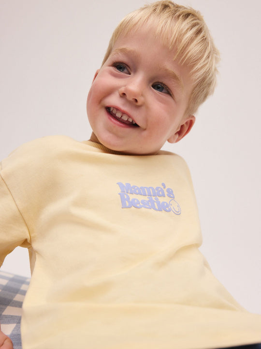 Yellow Mama's Bestie Short Sleeve Small Graphic T-Shirt (3mths-8yrs)
