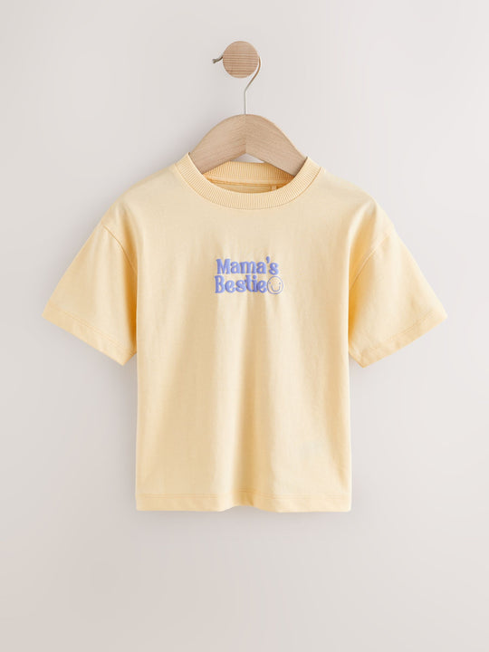 Yellow Mama's Bestie Short Sleeve Small Graphic T-Shirt (3mths-8yrs)