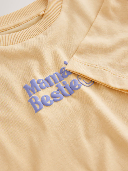 Yellow Mama's Bestie Short Sleeve Small Graphic T-Shirt (3mths-8yrs)