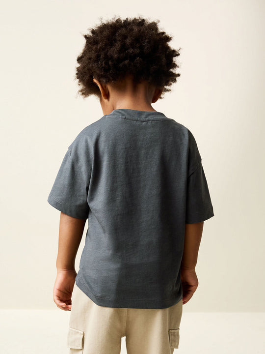 Charcoal Grey Cool Slogan Short Sleeve Small Graphic T-Shirt (3mths-8yrs)