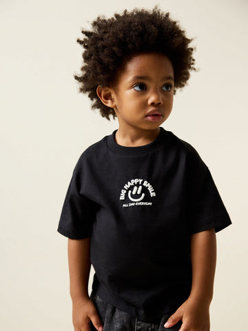 Black Smile Short Sleeve Small Graphic T-Shirt (3mths-8yrs)