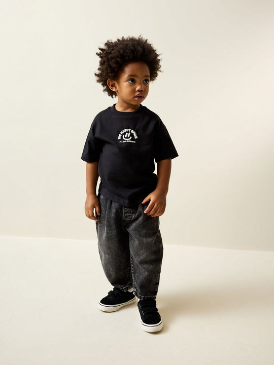 Black Smile Short Sleeve Small Graphic T-Shirt (3mths-8yrs)
