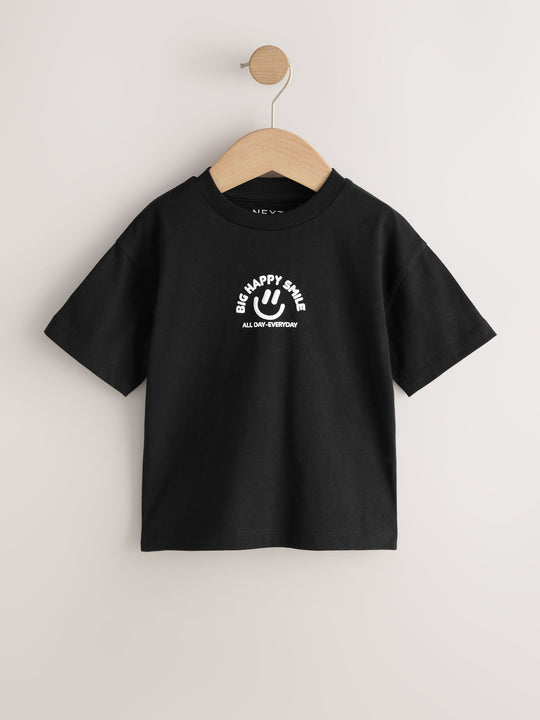 Black Smile Short Sleeve Small Graphic T-Shirt (3mths-8yrs)