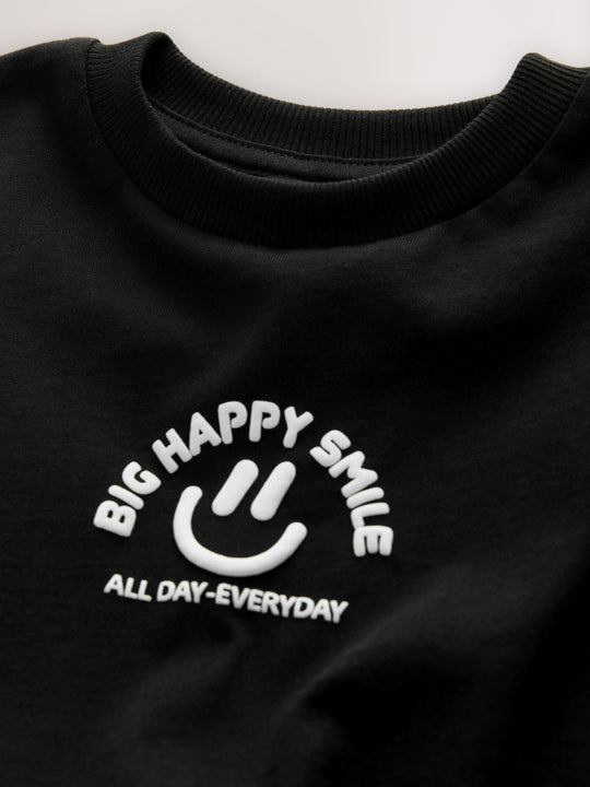 Black Smile Short Sleeve Small Graphic T-Shirt (3mths-8yrs)