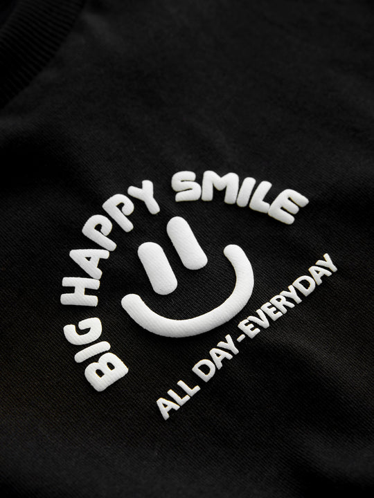 Black Smile Short Sleeve Small Graphic T-Shirt (3mths-8yrs)