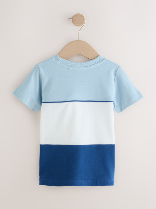 Blue/White/Navy Short Sleeve Colourblock T-Shirt (3mths-7yrs) (3mths-7yrs)