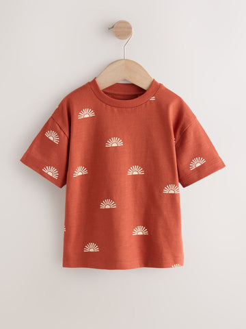 Rust Red Sun Short Sleeve All-Over Print T-Shirt (3 Month-7 Years) (3mths-7yrs)