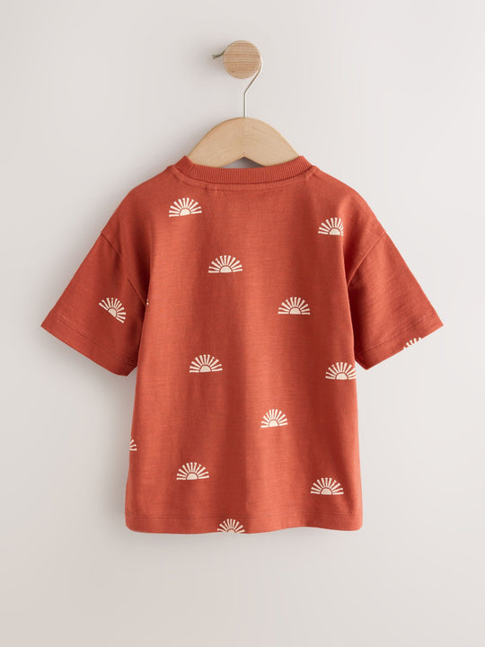 Rust Red Sun Short Sleeve All-Over Print T-Shirt (3 Month-7 Years) (3mths-7yrs)