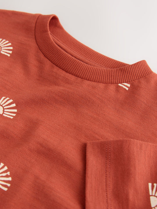 Rust Red Sun Short Sleeve All-Over Print T-Shirt (3 Month-7 Years) (3mths-7yrs)