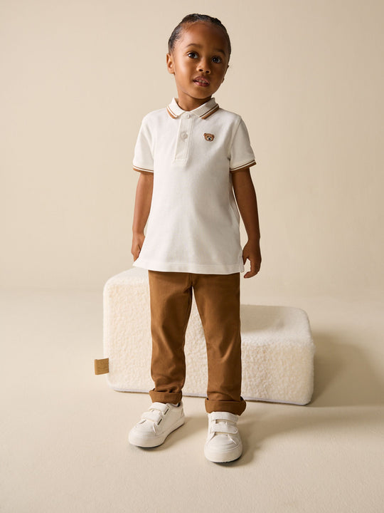 White Bear Embroidery Short Sleeve Polo Shirt (3mths-7yrs)