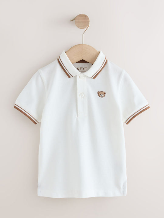 White Bear Embroidery Short Sleeve Polo Shirt (3mths-7yrs)