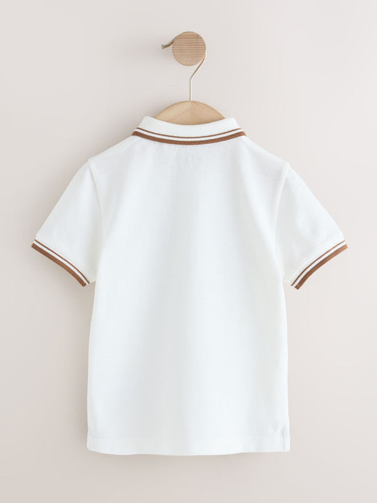 White Bear Embroidery Short Sleeve Polo Shirt (3mths-7yrs)