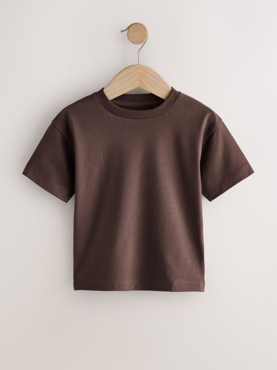 Black/Grey/Brown/Stone/White Relaxed Fit Short Sleeve T-Shirts 5 Pack (3mths-7yrs)