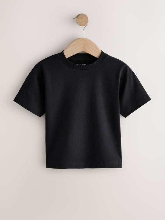 Black/Grey/Brown/Stone/White Relaxed Fit Short Sleeve T-Shirts 5 Pack (3mths-7yrs)