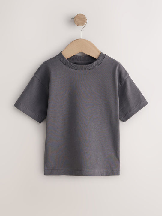 Charcoal/White/Blue/Orange/Green Relaxed Fit Short Sleeve T-Shirts 5 Pack (3mths-7yrs)