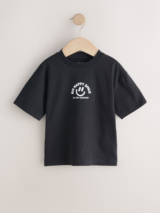 White/Blue/Green/Black/Purple Small Short Sleeve Graphic T-Shirts 5 Pack (3mths-7yrs)