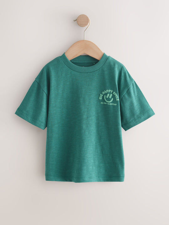 Green/Charcoal/Stone/Pink/Brown Small Short Sleeve Graphic T-Shirts 5 Pack (3mths-7yrs)