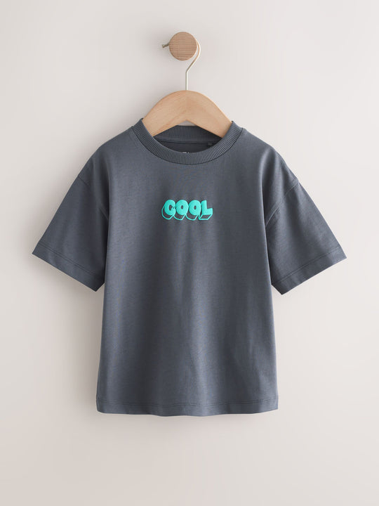Green/Charocal/Stone/Pink/Brown Small Short Sleeve Graphic T-Shirts 5 Pack (3mths-7yrs)
