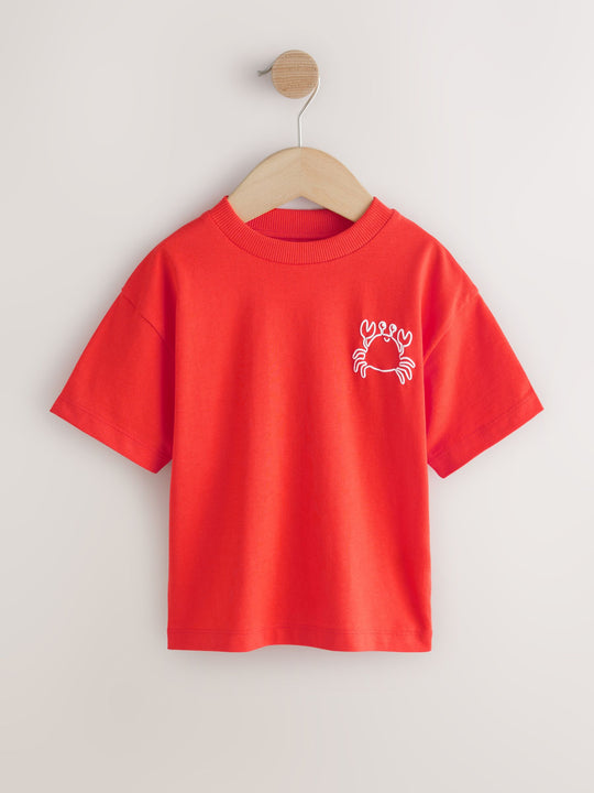 White/Blue/Red/Yellow Slogan Short Sleeve Graphic T-Shirts 4 Pack (3mths-7yrs)