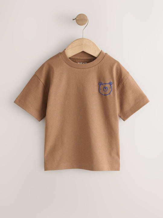 Blue/Charcoal/Green/Brown/Grey Small Short Sleeve Graphic T-Shirts 5 Pack (3mths-7yrs)