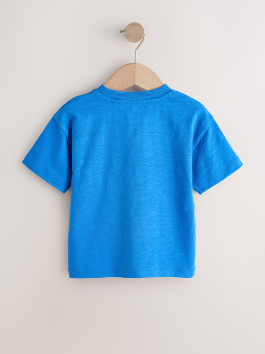 Red/Blue London Short Sleeve All Over Graphic Print T-Shirts 3 Pack (3mths-7yrs)