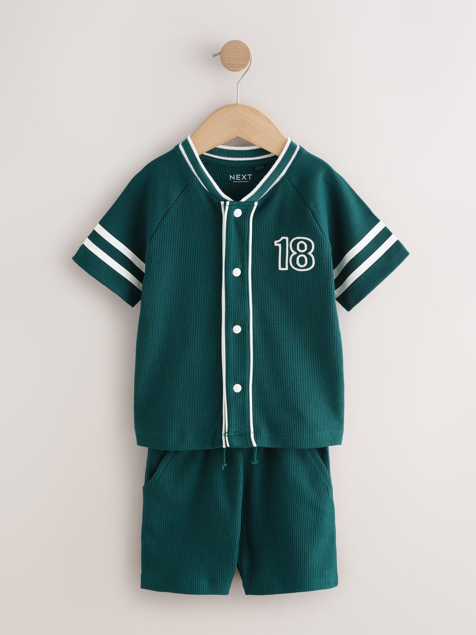 Teal Blue Short Sleeve Varsity Shorts Set (3mths-7yrs)