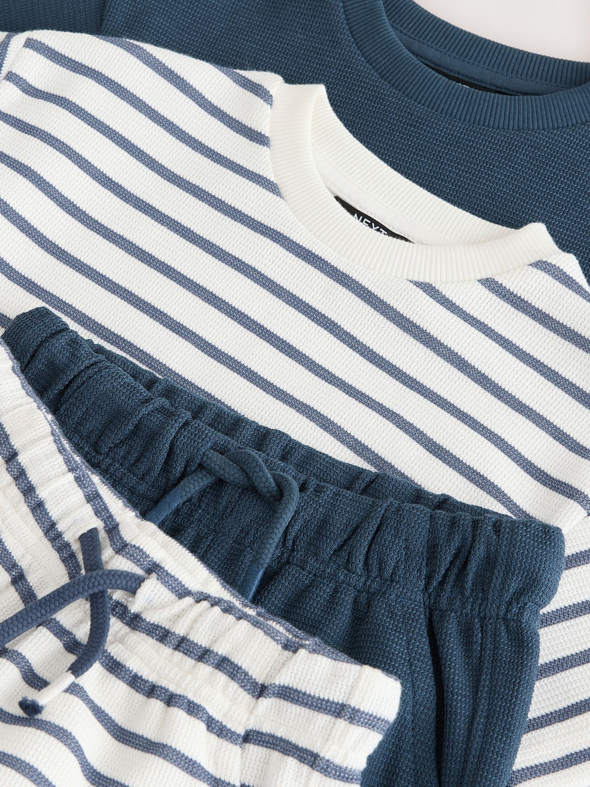 Blue/White Stripe Short Sleeve T-Shirt and Shorts Set 2 Pack (3mths-7yrs)
