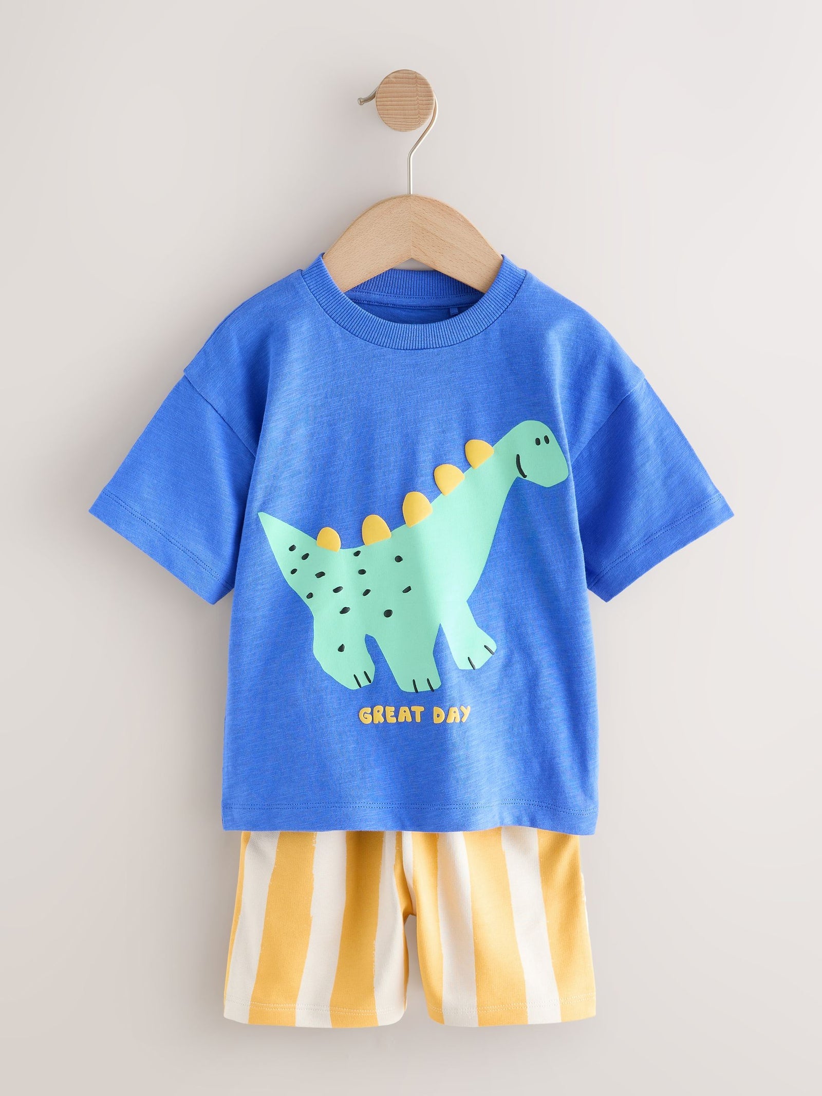 Blue Dinosaur Short Sleeve T-Shirt and Shorts Set (3mths-7yrs)