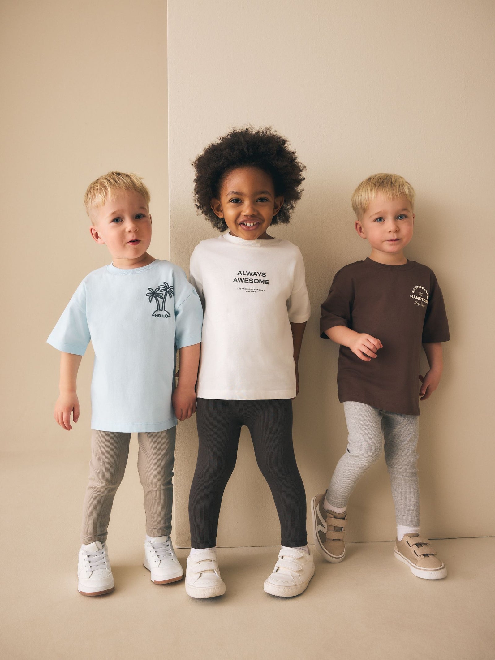 Blue/White/Brown Short Sleeve Top and Leggings Set 3 Pack (3mths-7yrs)