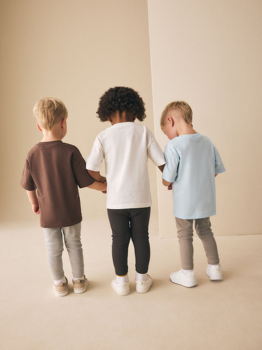 Blue/White/Brown Short Sleeve Top and Leggings Set 3 Pack (3mths-7yrs)
